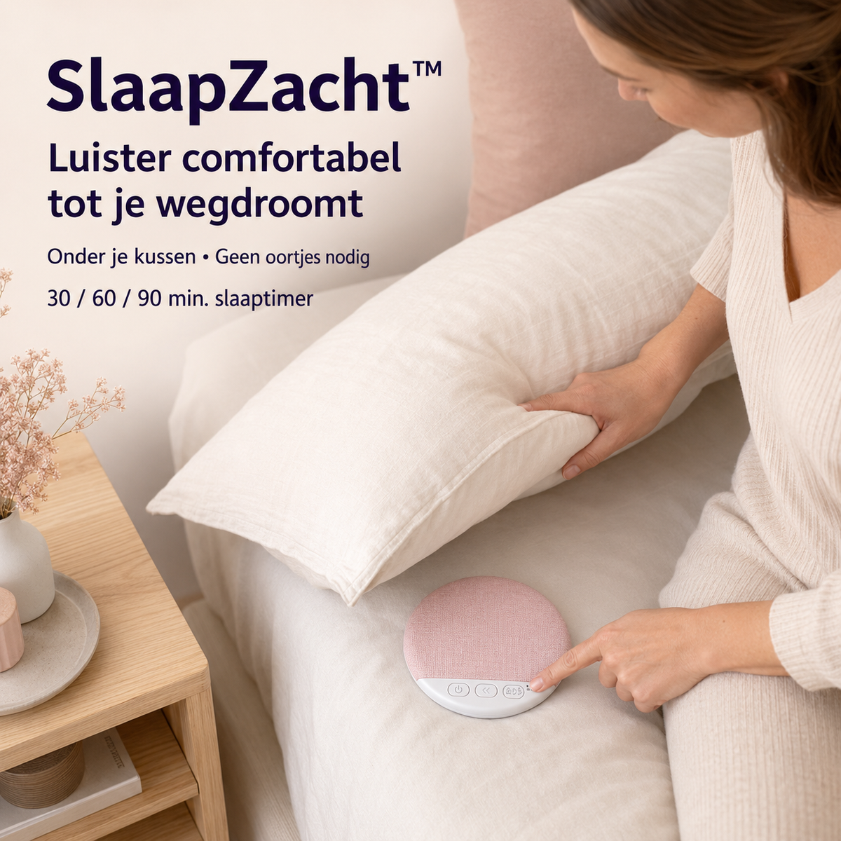 SlaapZacht™ Draadloze Kussenspeaker