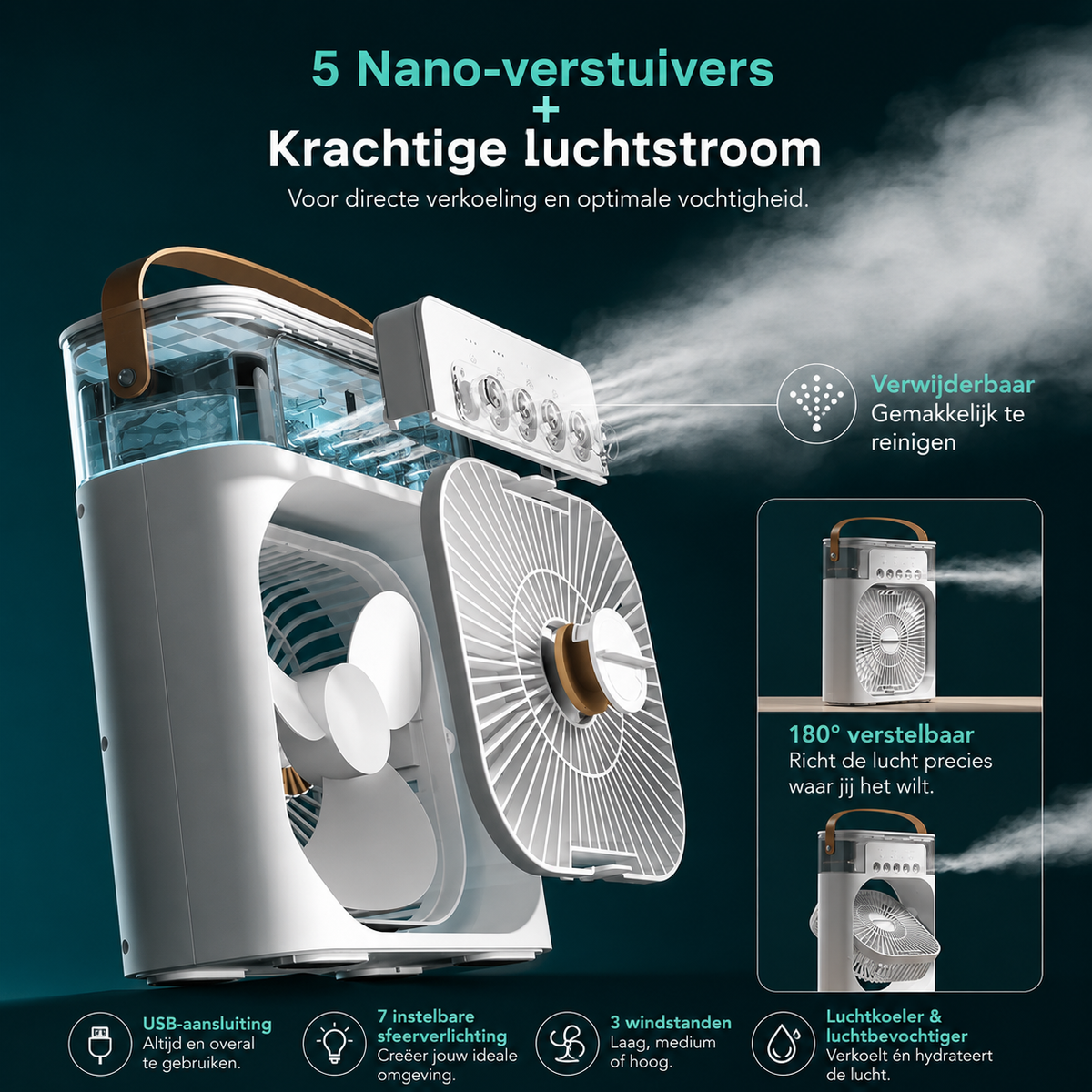 KoelMist™ Draagbare Luchtkoeler en Luchtbevochtiger
