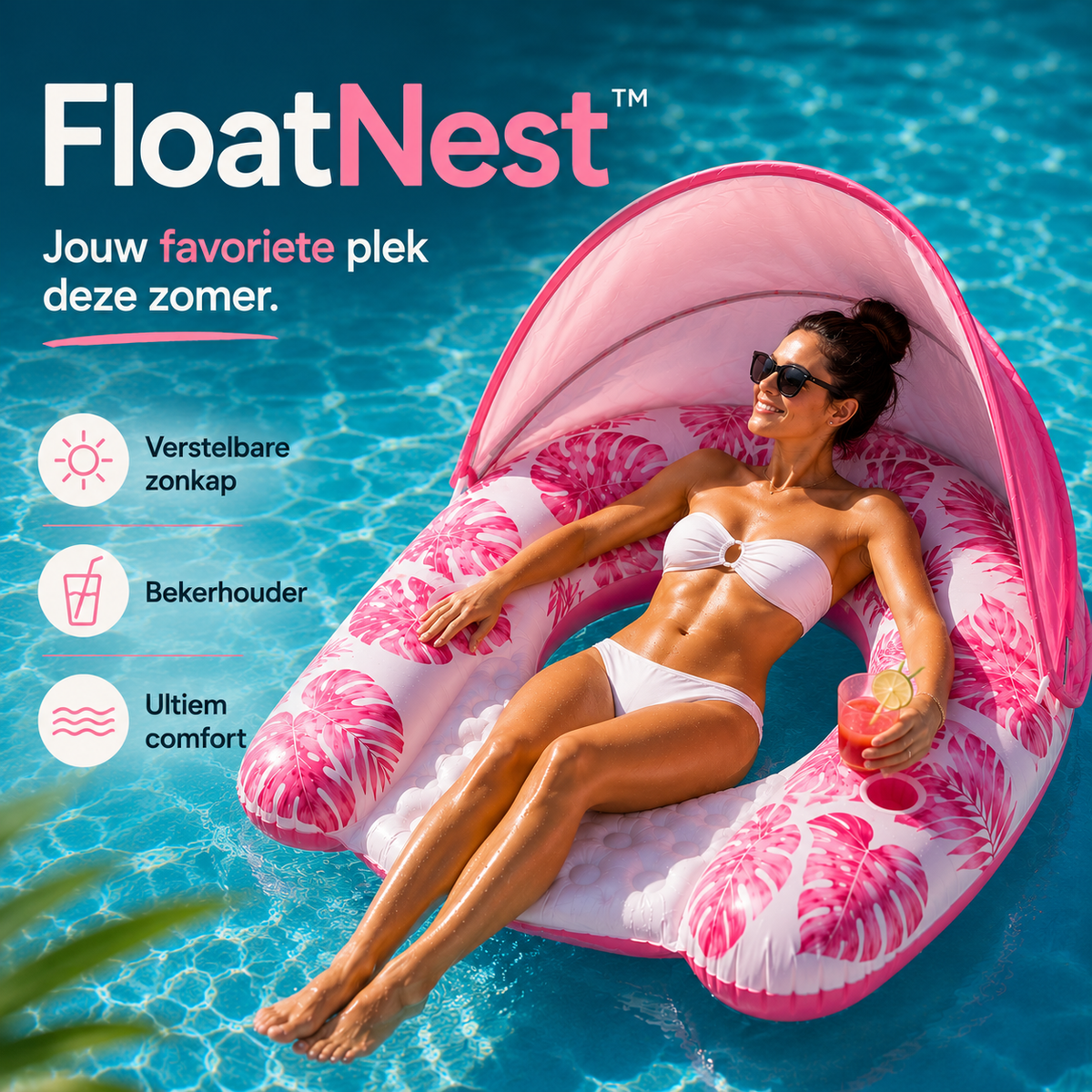 FloatNest™ Opblaasbare U-vormige zwembadlounger