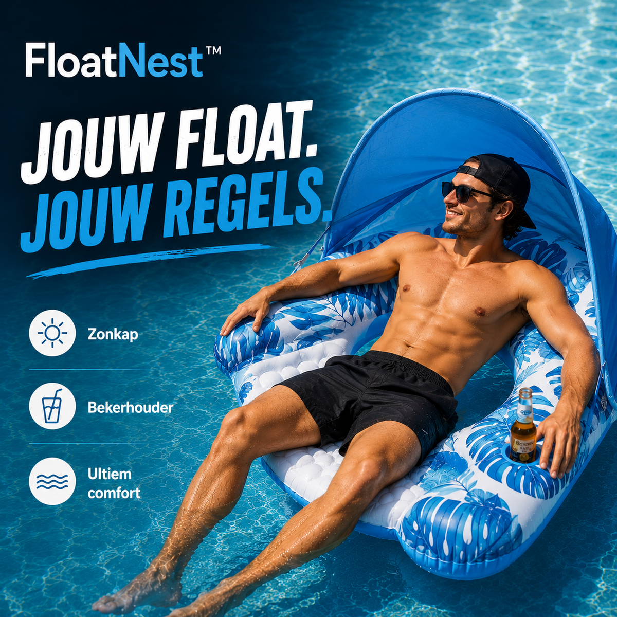 FloatNest™ Opblaasbare U-vormige zwembadlounger
