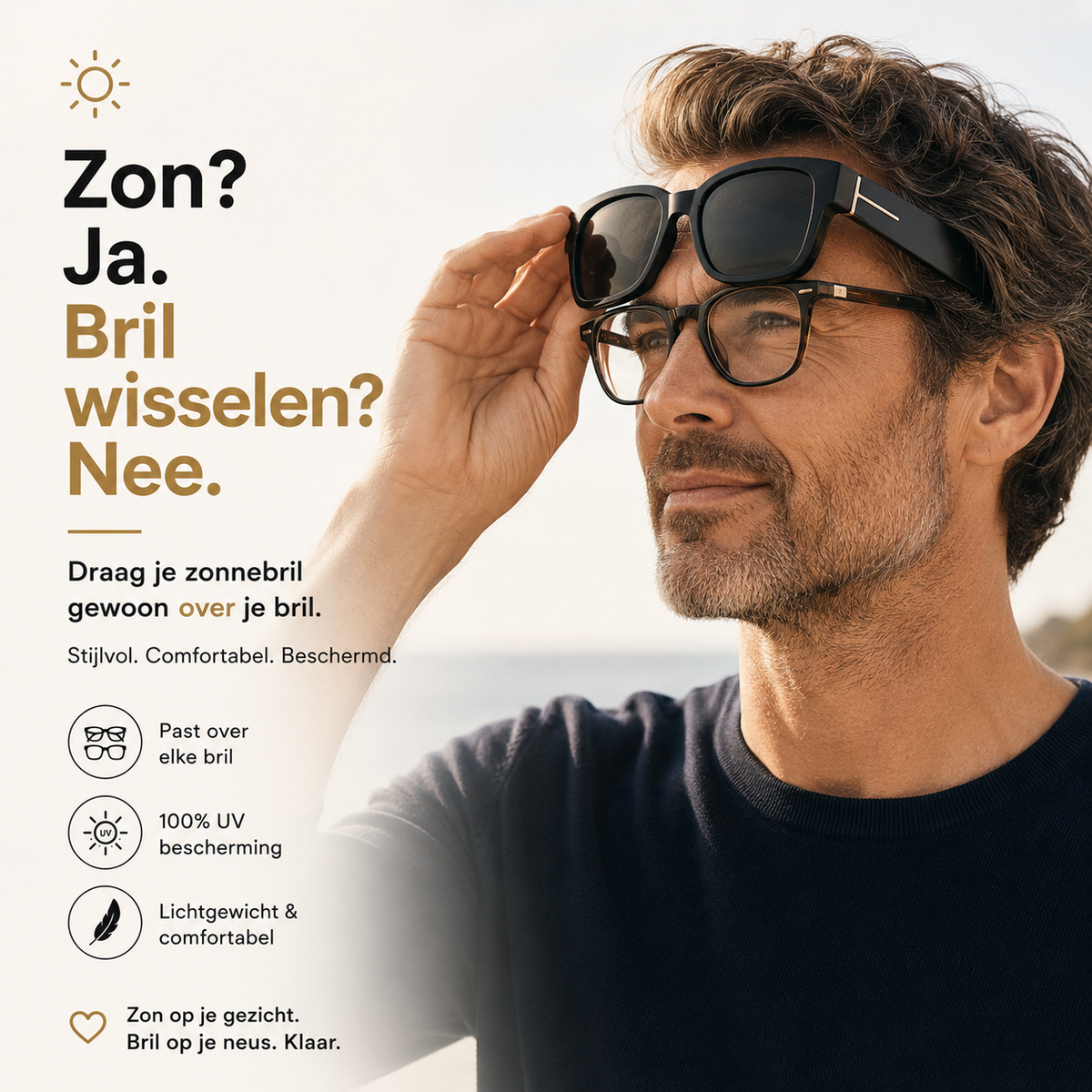 Solara Overzet Zonnebril | Past Over Uw Bril