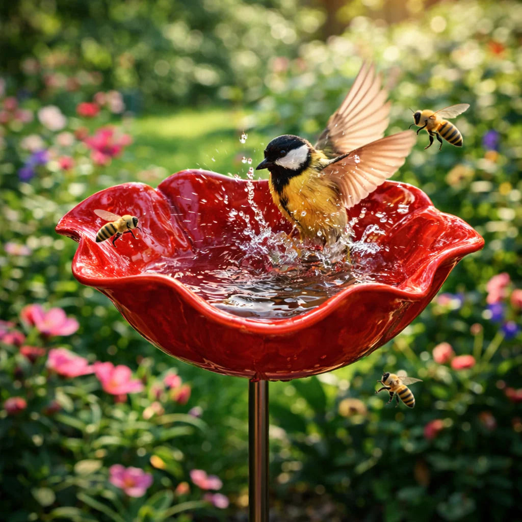 Metaal Klaproos Vogelbad