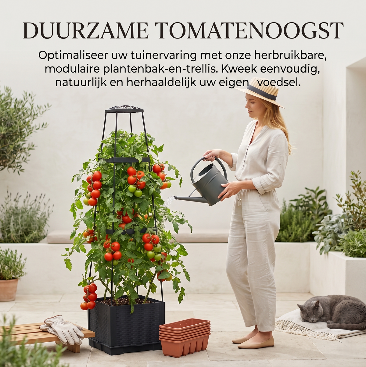 Verdanta™ Self-Watering Plantenbak met Klimrek