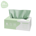 Box of green reusable wipes with a matching green reusable bag on a white background