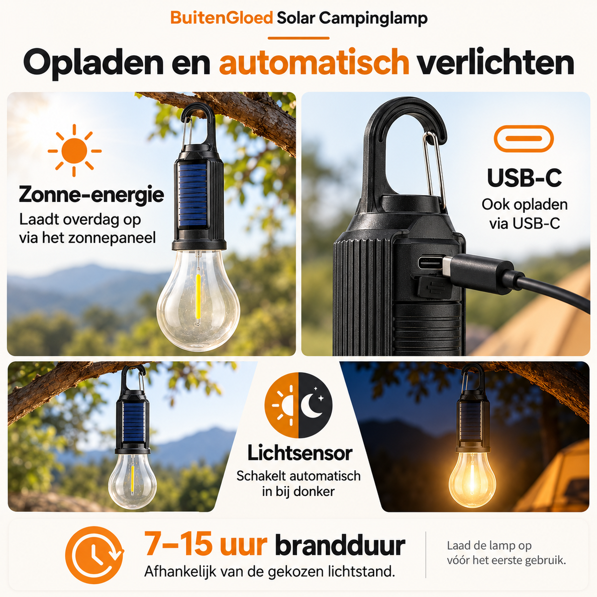 BuitenGloed™ Solar Campinglamp