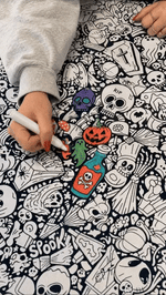 KleurKnus™ Inkleurbare Fluwelen Deken | Halloween en Kerstmis